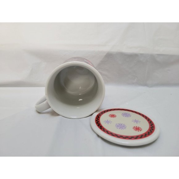Department 56 Christmas YULETIDE CAROLS Coffee Tea Mug with Cover/Coaster Japan - Picture 7 of 13